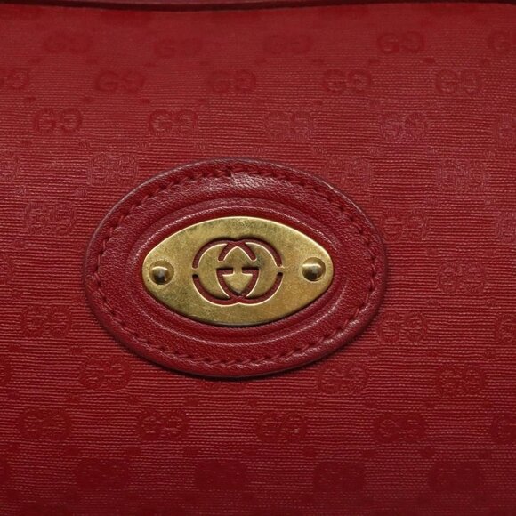 GUCCI Micro GG Supreme Shoulder Bag PVC Gold Red Auth BD174 - Picture 10 of 16
